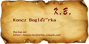 Koncz Boglárka névjegykártya